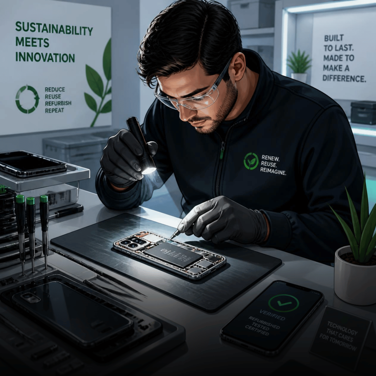 man fixing laptop